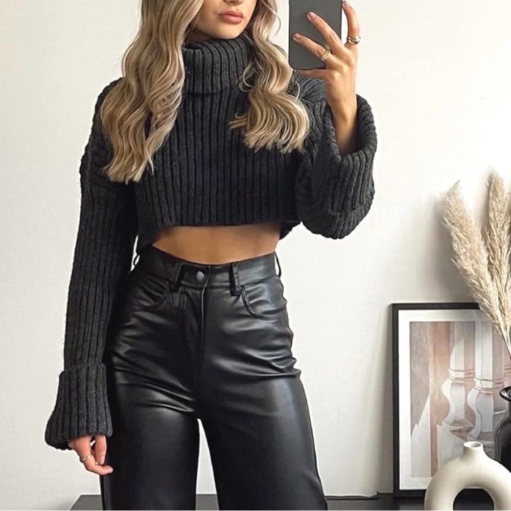 Women's Black Faux Leather Pants